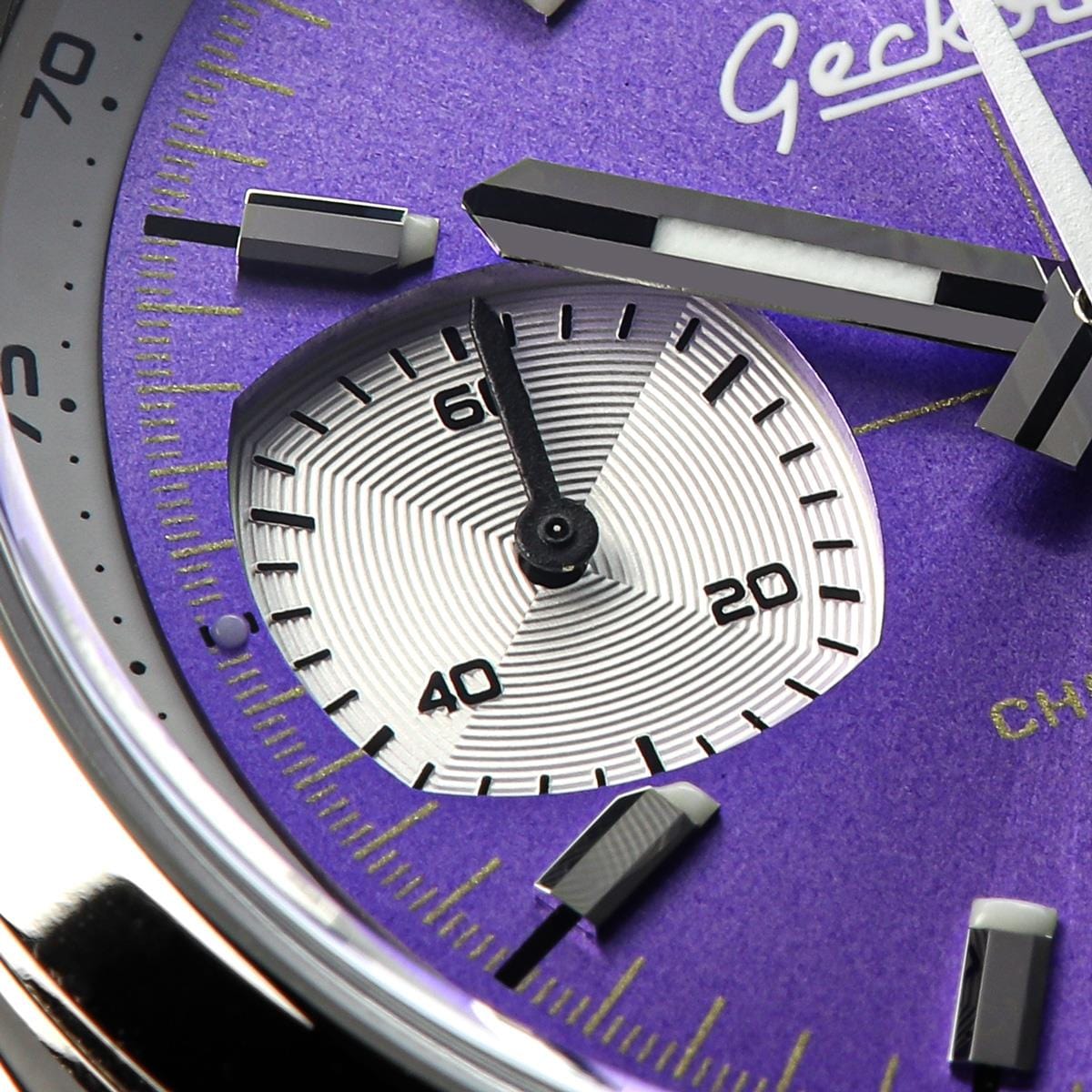 Geckota Chronotimer Aurora Chronograph Watch Purple Sunburst