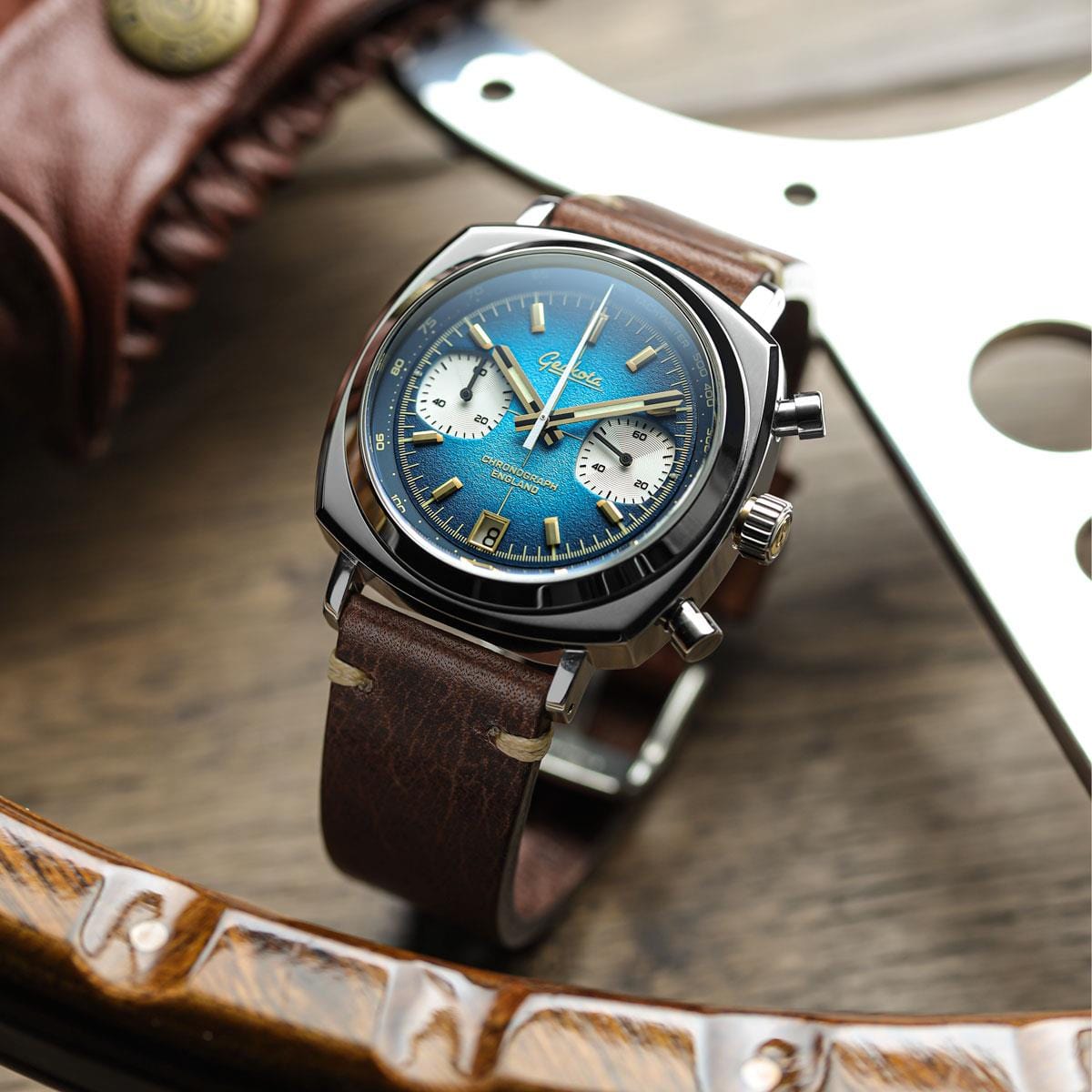 Geckota Chronotimer Chronograph Watch Deep Blue Fumé Dial VS-369-2