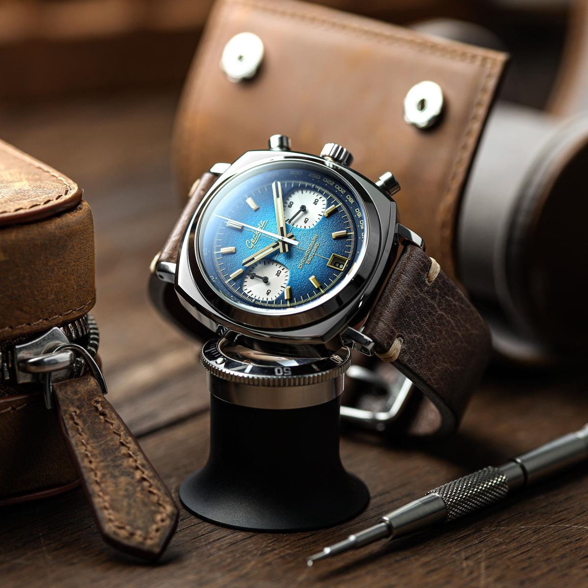 Geckota Chronotimer Chronograph Watch Deep Blue Fumé Dial VS-369-2