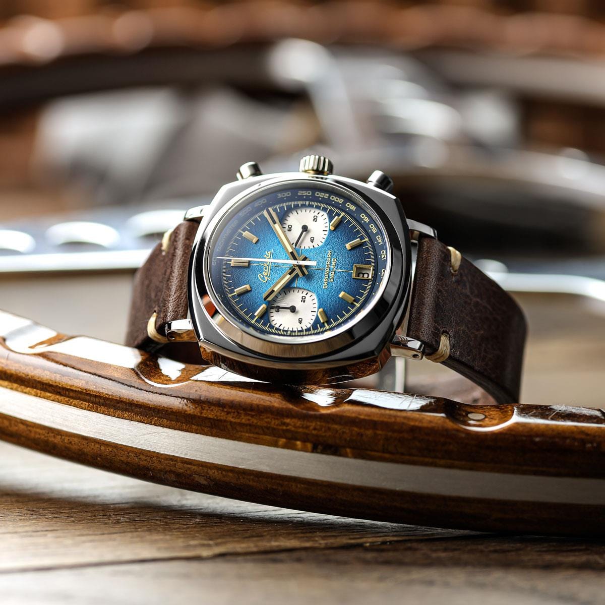 Geckota Chronotimer Chronograph Watch Deep Blue Fumé Dial VS-369-2