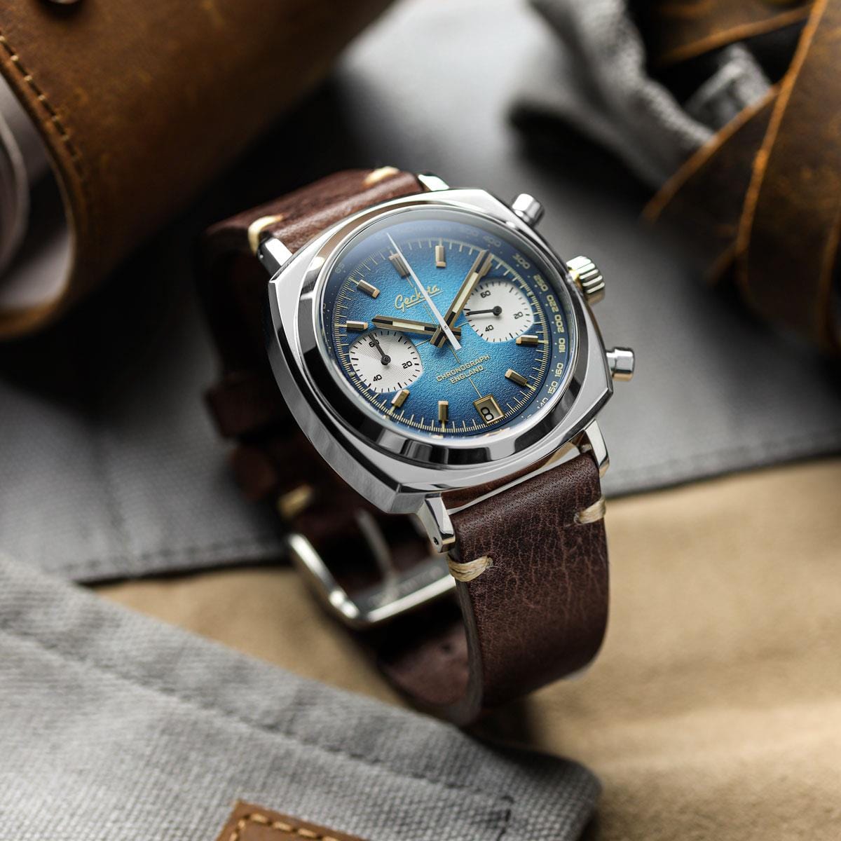 Geckota Chronotimer Chronograph Watch Deep Blue Fumé Dial VS-369-2