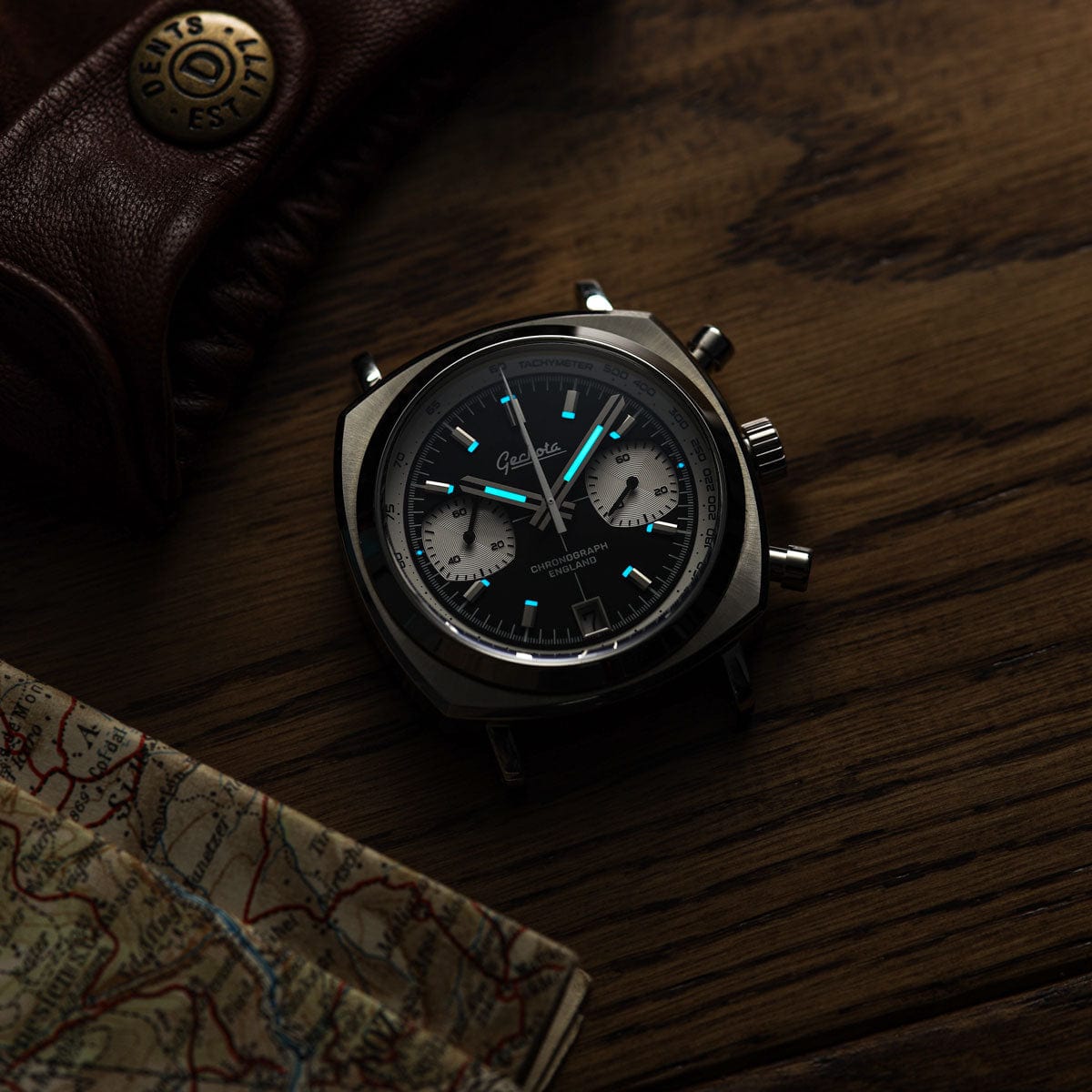 Geckota Chronotimer Racing Chronograph Watch Classic Reverse Panda VS-369-2