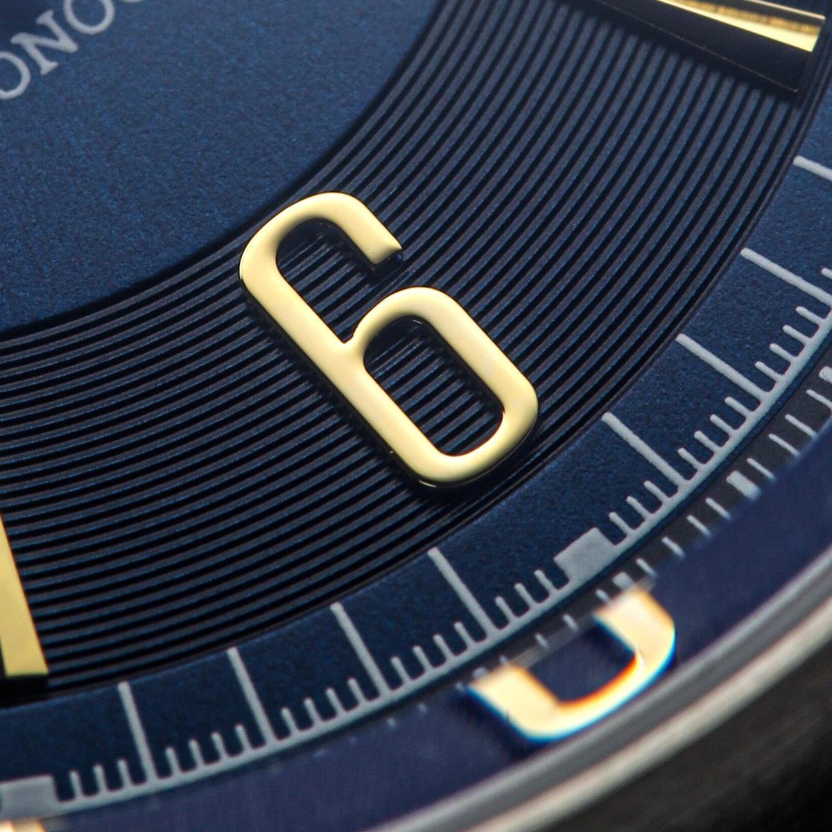 Geckota Ensign Blue and Gold Chronograph Grey Suede Strap - NEARLY NEW