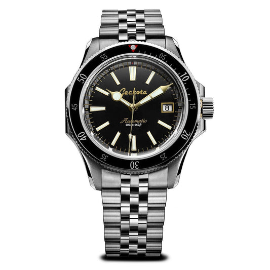 Geckota Sea Hunter Automatic Diver's Watch - Black Bezel