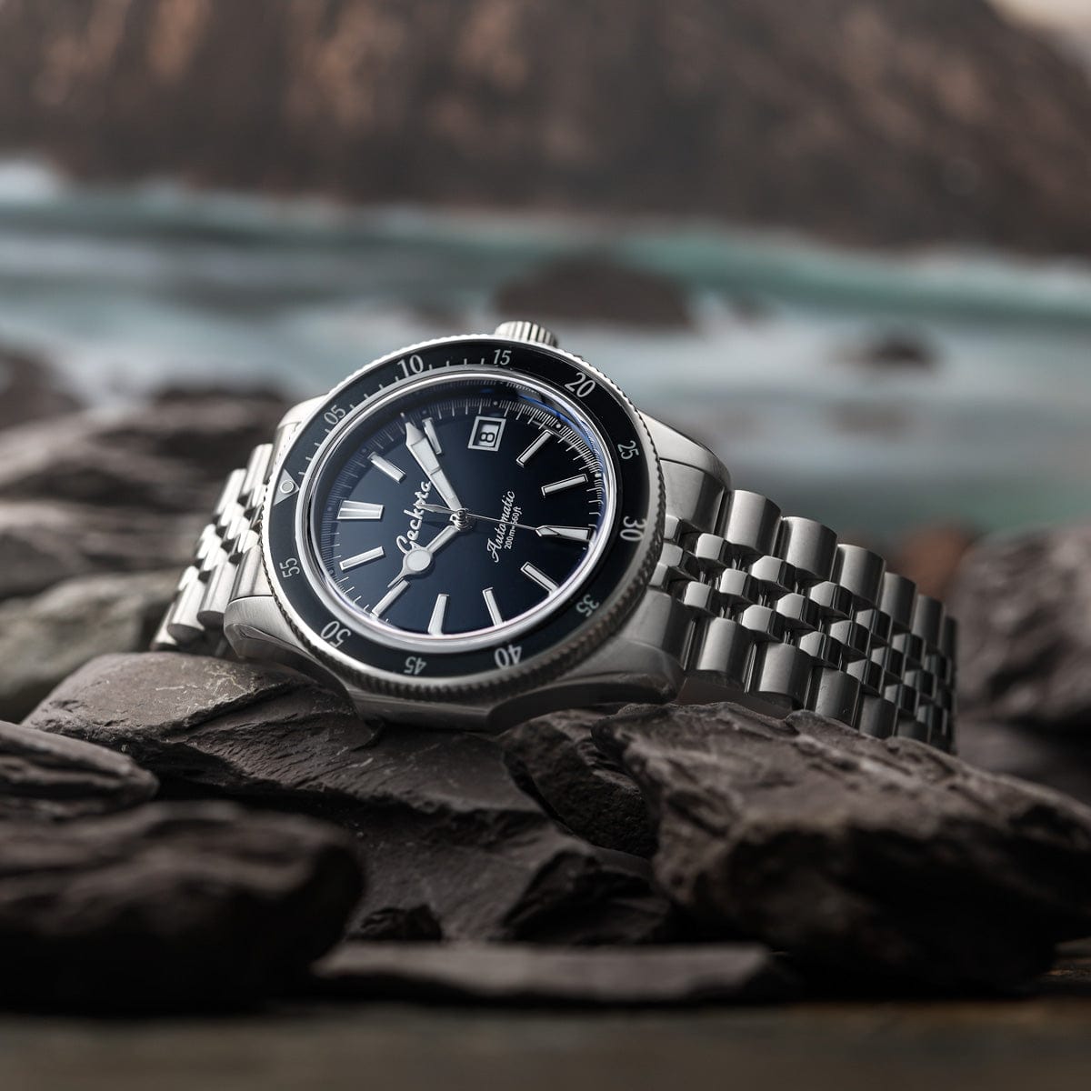 Geckota Sea Hunter Automatic Diver's Watch - Blue Bezel