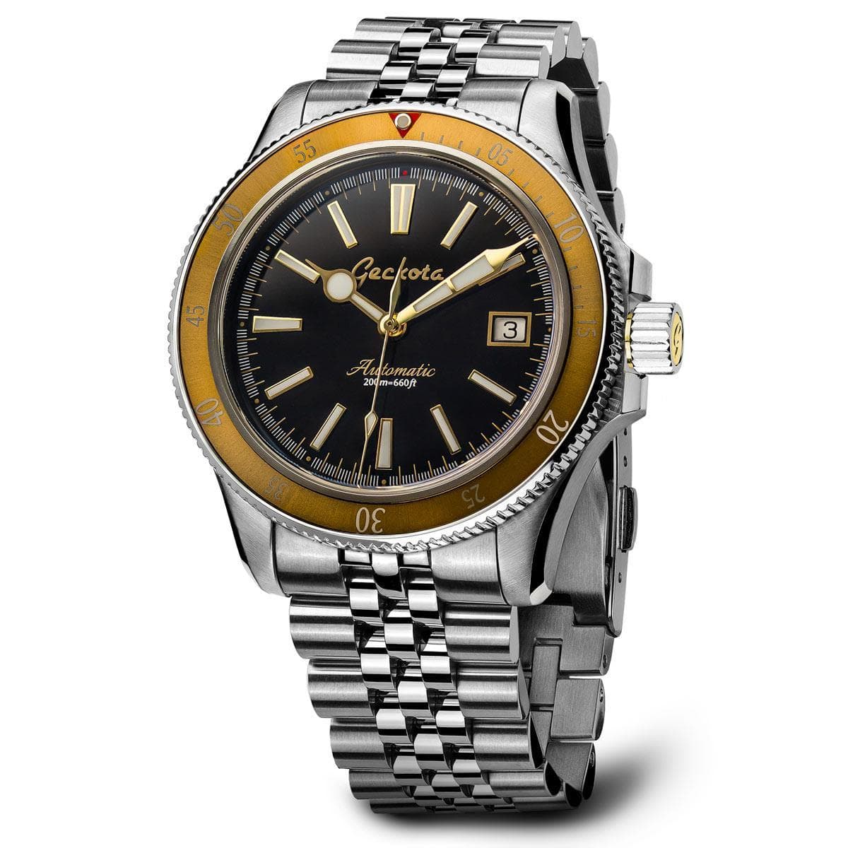 Geckota Sea Hunter Automatic Diver's Watch - Orange Bezel