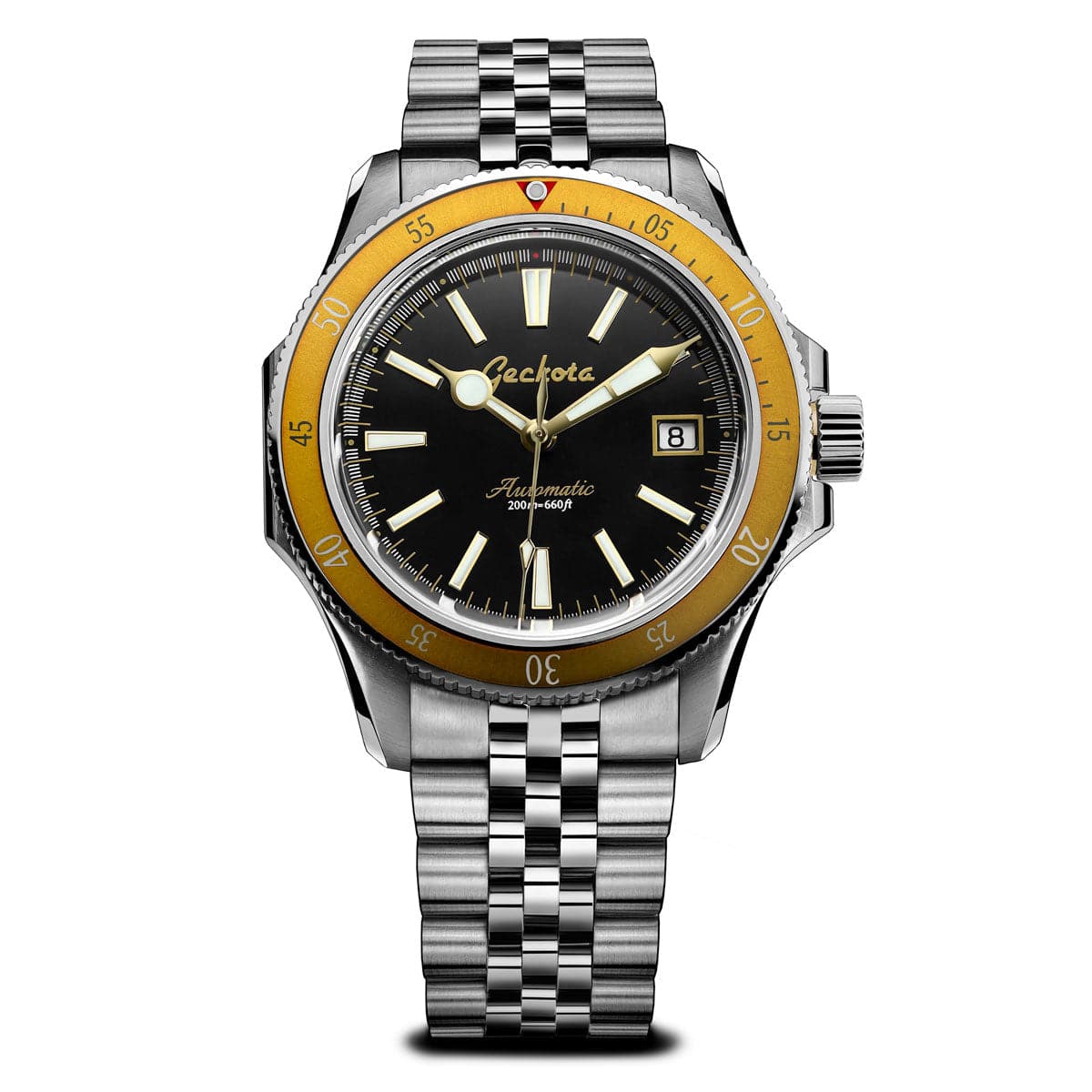 Geckota Sea Hunter Automatic Diver's Watch - Orange Bezel