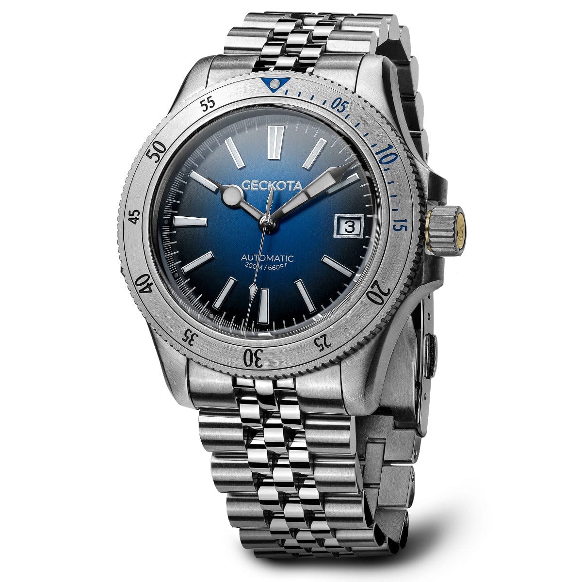 Geckota Sea Hunter Automatic Diver's Watch Steel Edition - Blue Dial