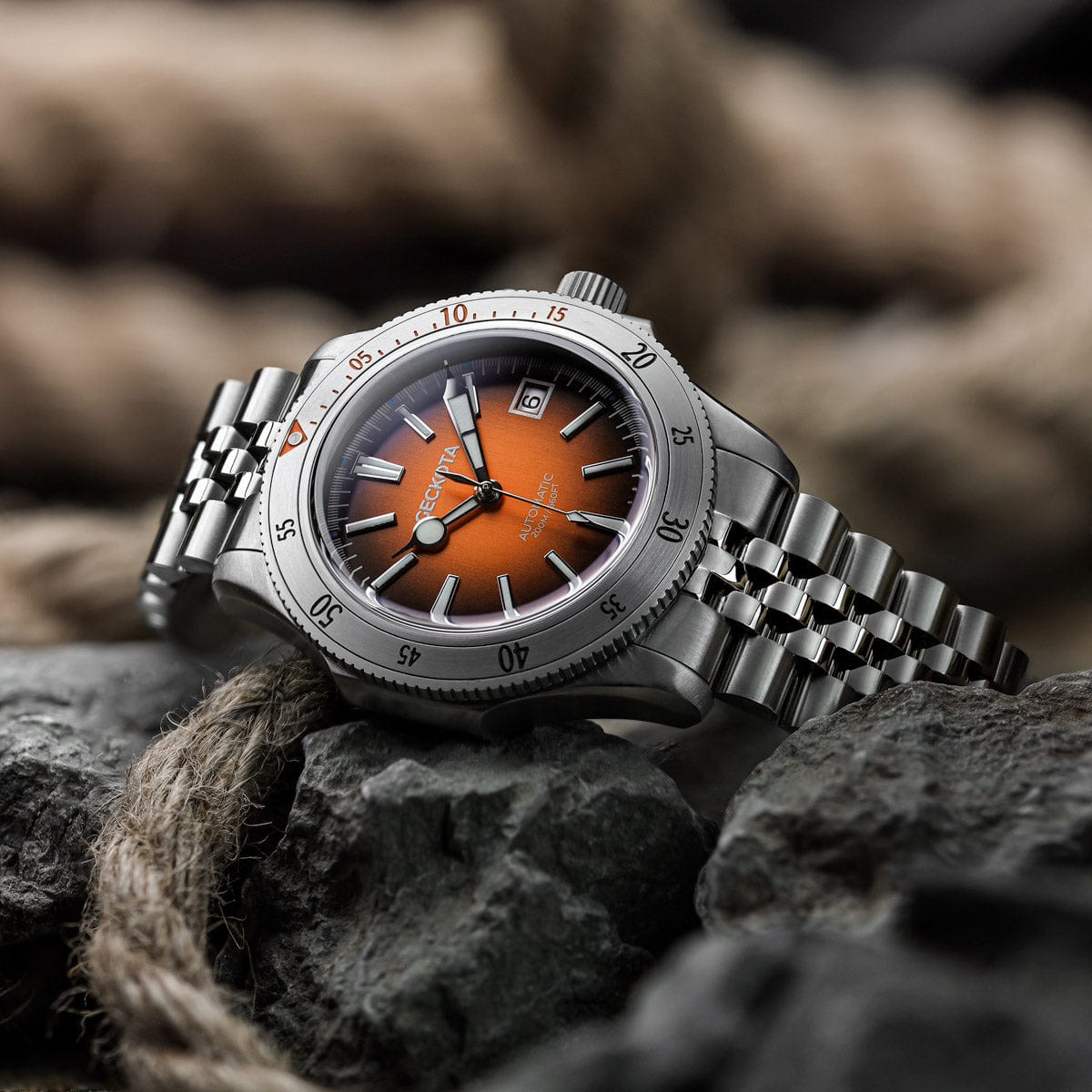 Geckota Sea Hunter Automatic Diver's Watch Steel Edition - Orange Dial - LIKE NEW