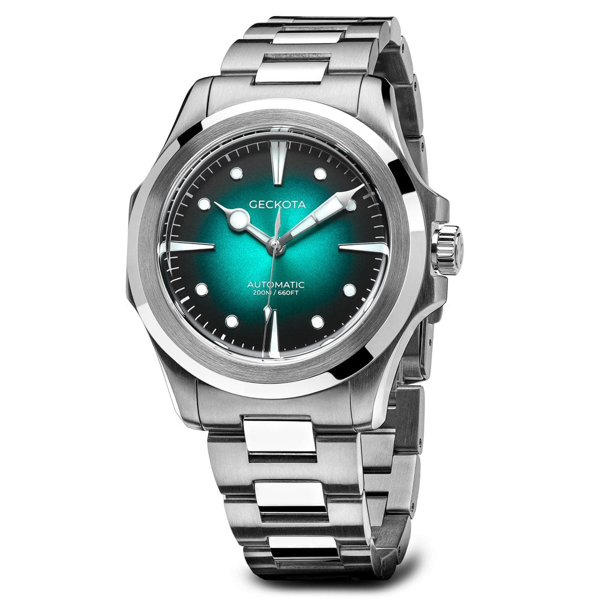 Geckota G-02 Slimline Stainless Steel Automatic Watch | Blue Sunburst