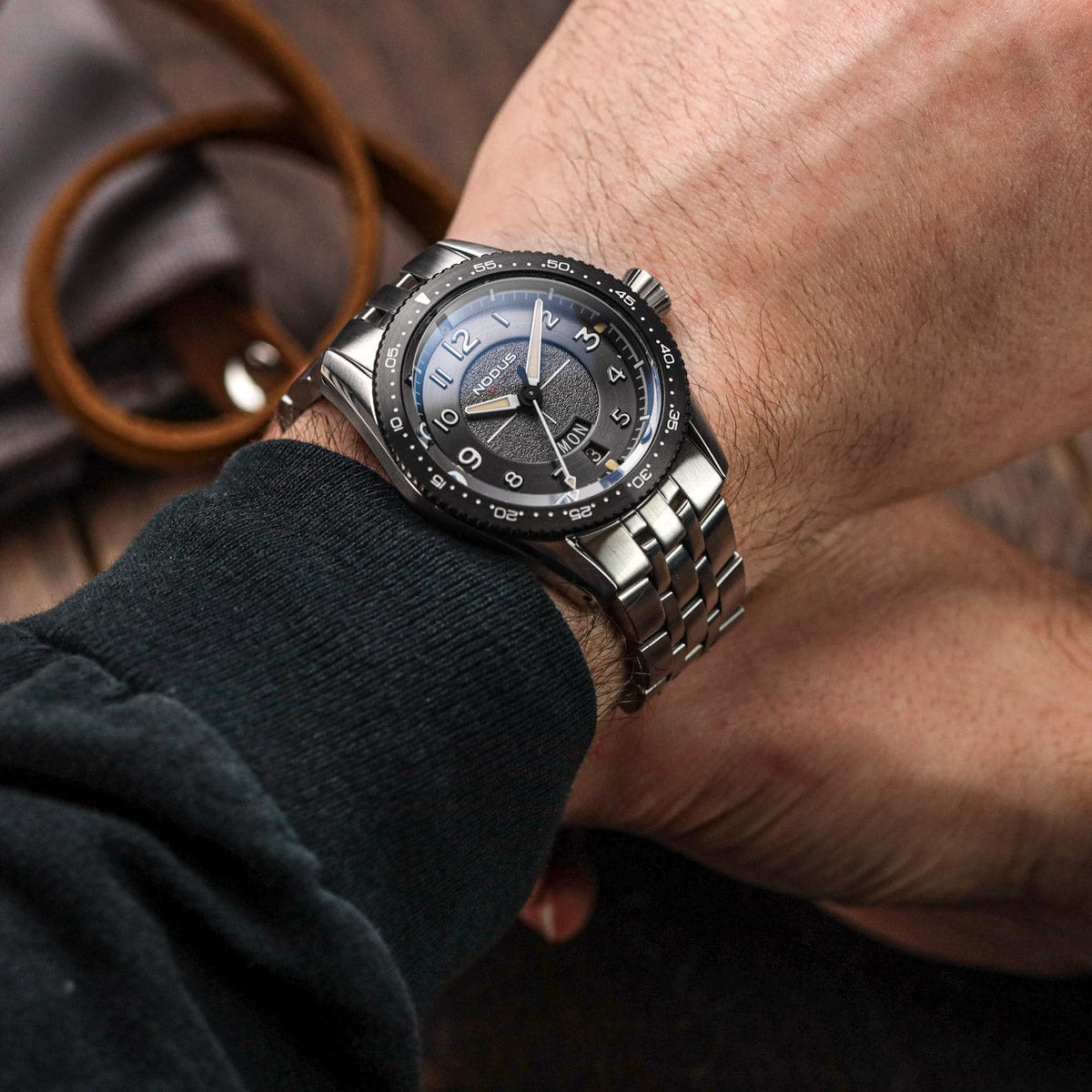 Nodus Sector Pilot Automatic Watch - Corsair Grey - Stainless Steel Bezel