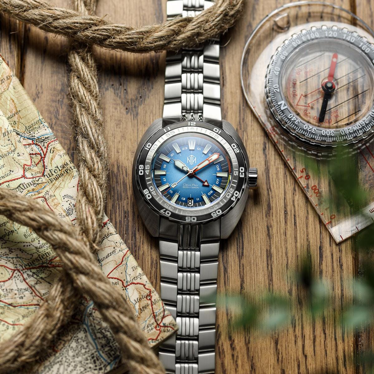 NTH DevilRay GMT Dive Watch - Date - Blue