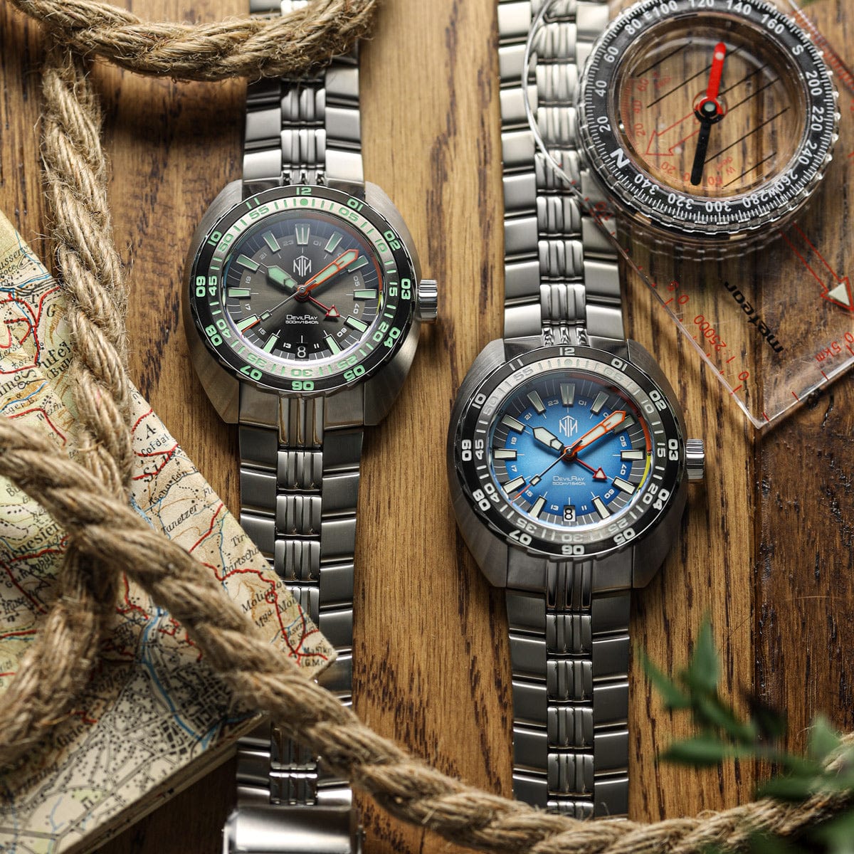NTH DevilRay GMT Dive Watch - Date - Blue