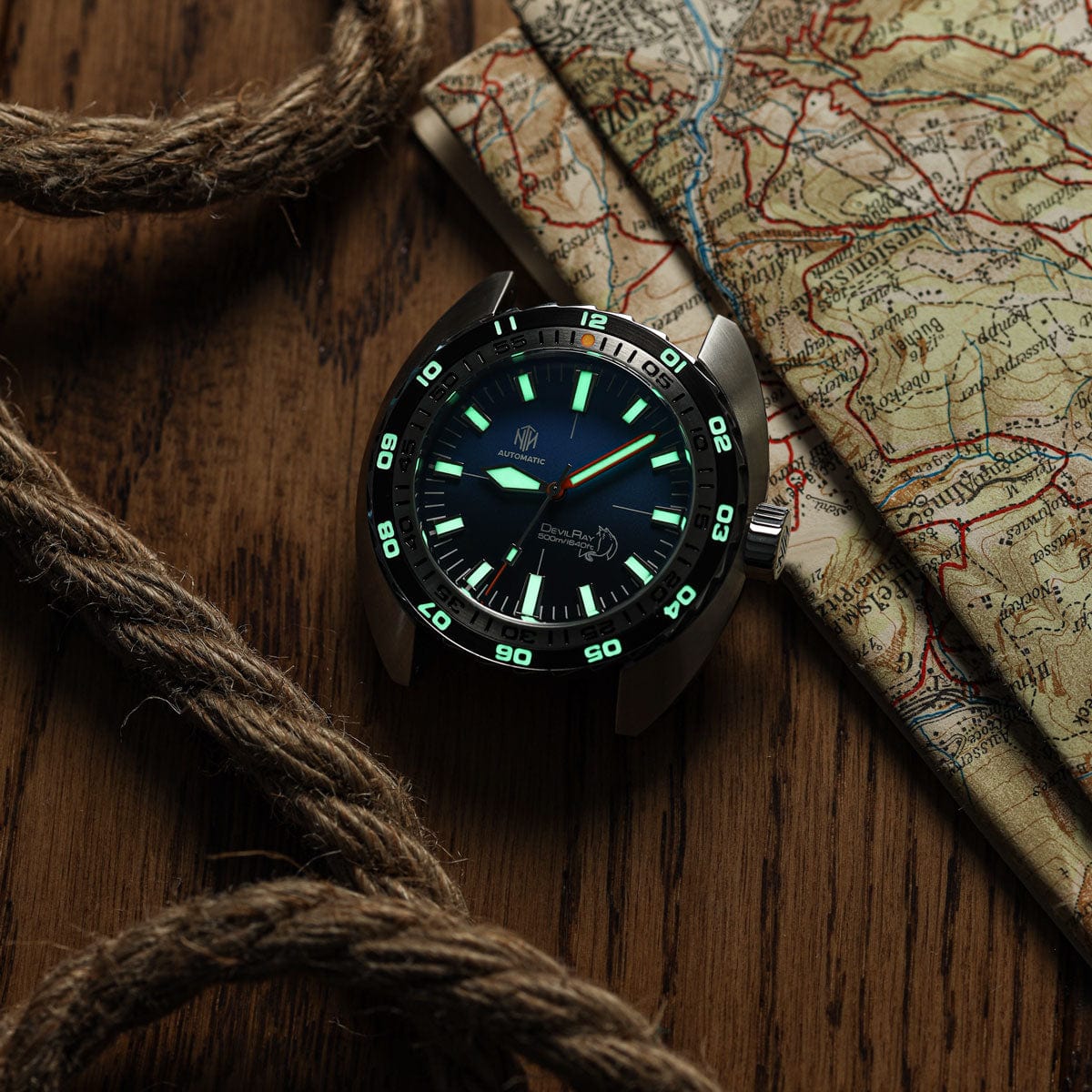NTH DevilRay - Blue Fade - Leather Strap - WatchGecko Exclusive