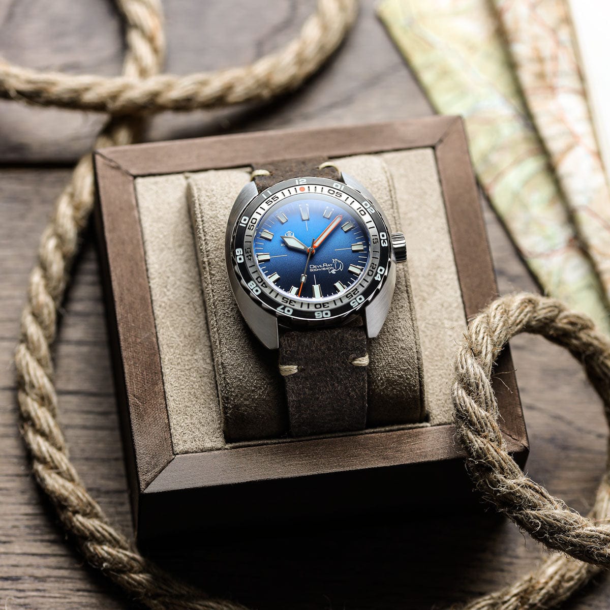 NTH DevilRay - Blue Fade -  Leather Strap - WatchGecko Exclusive