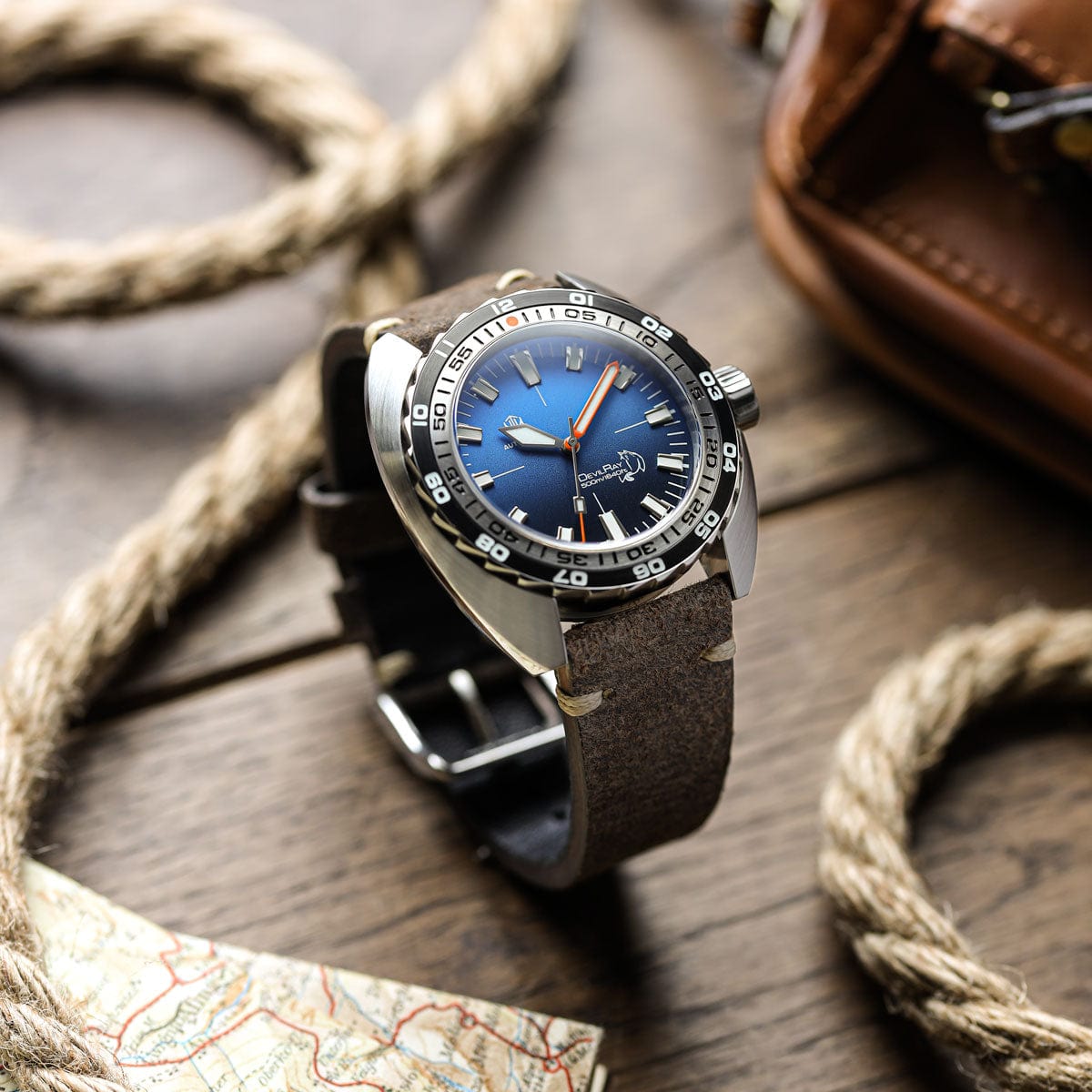 NTH DevilRay - Blue Fade - Leather Strap - WatchGecko Exclusive