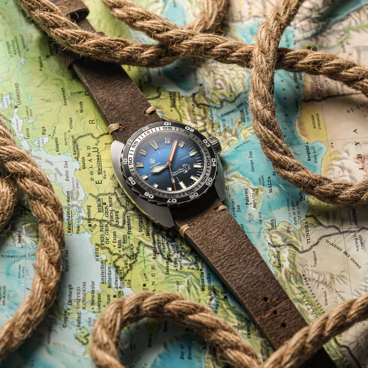 NTH DevilRay - Blue Fade - Leather Strap - WatchGecko Exclusive