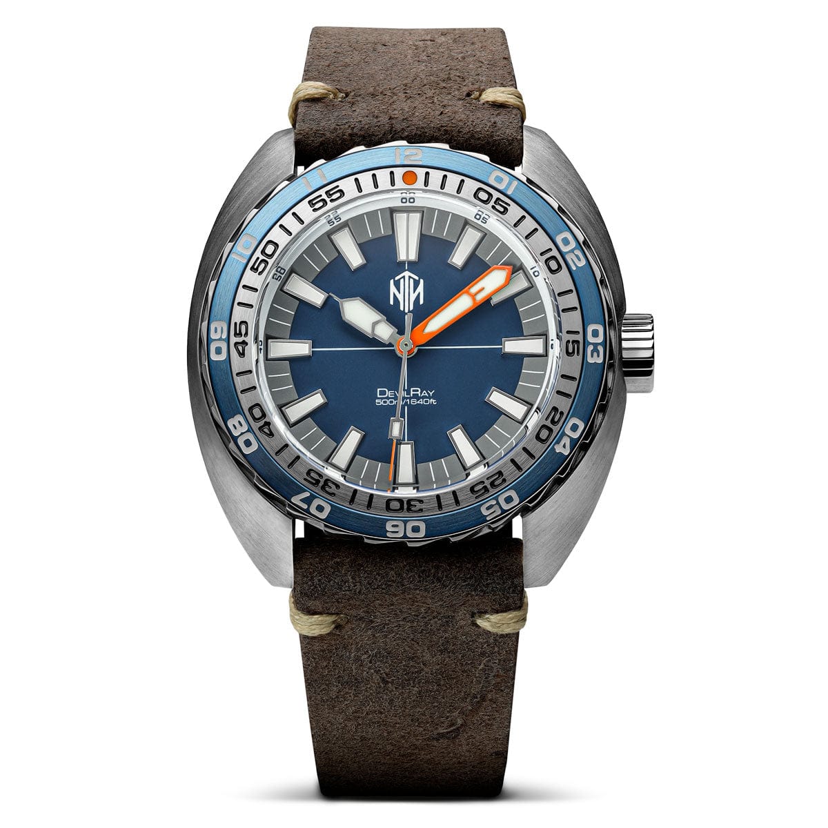 NTH DevilRay Dive Watch Blue Leather Strap WatchGecko Exclusive