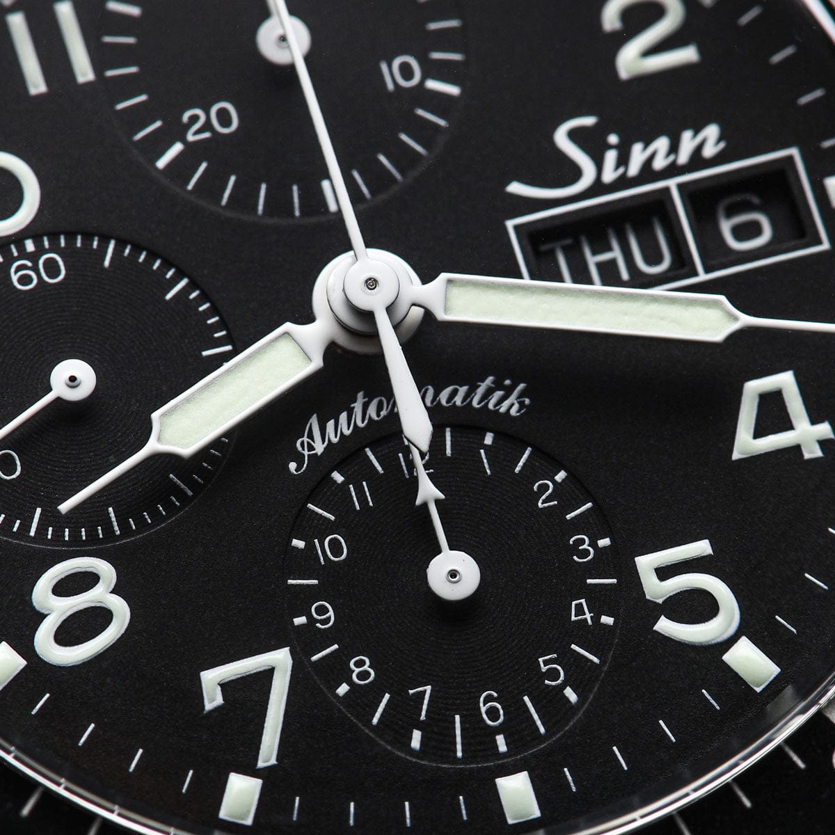 Sinn 103 St Pilot Chronograph Automatic Watch - Black Dial - Solid Bracelet