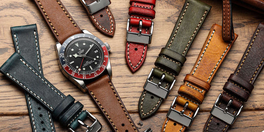 A selection of handmade genuine leather watch straps