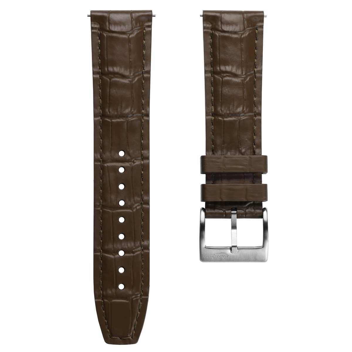 Everglade Alligator Pattern FKM Rubber Strap - Saddle Brown