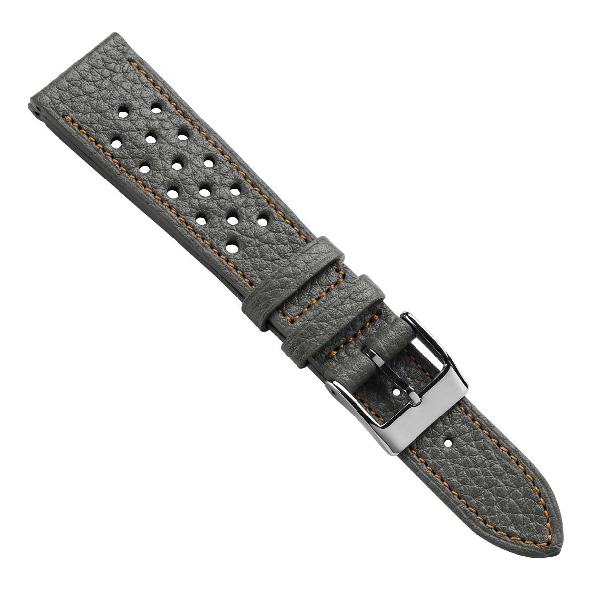 Ashdown Togo Leather Racing Watch Strap - Grey / Orange