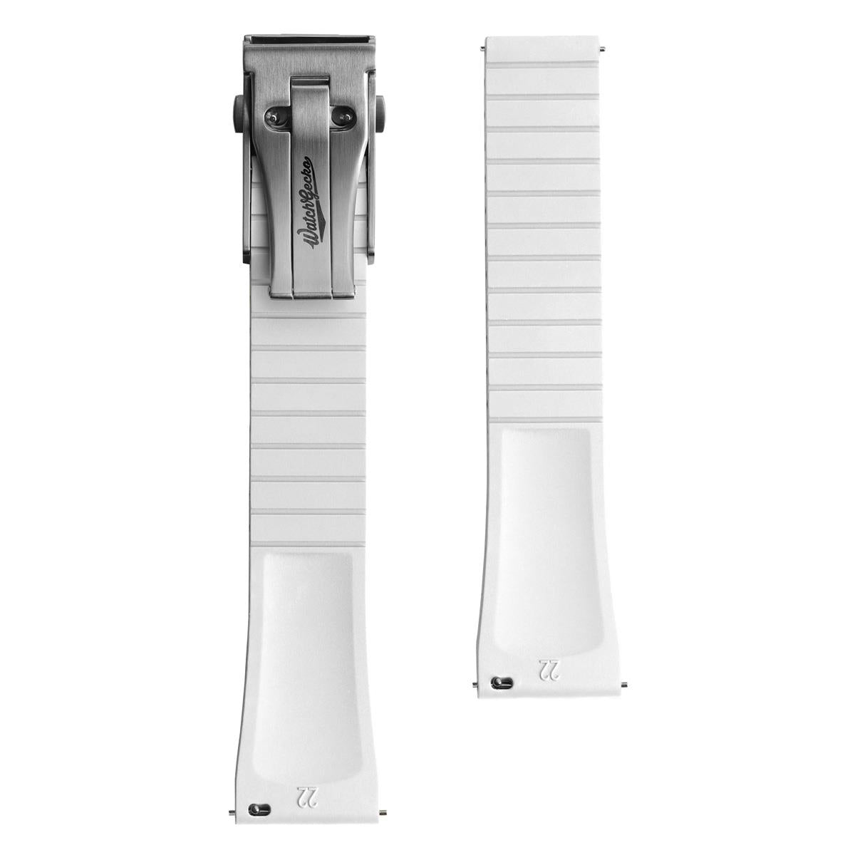 WatchGecko Sedona Rubber Deployant Watch Strap - White