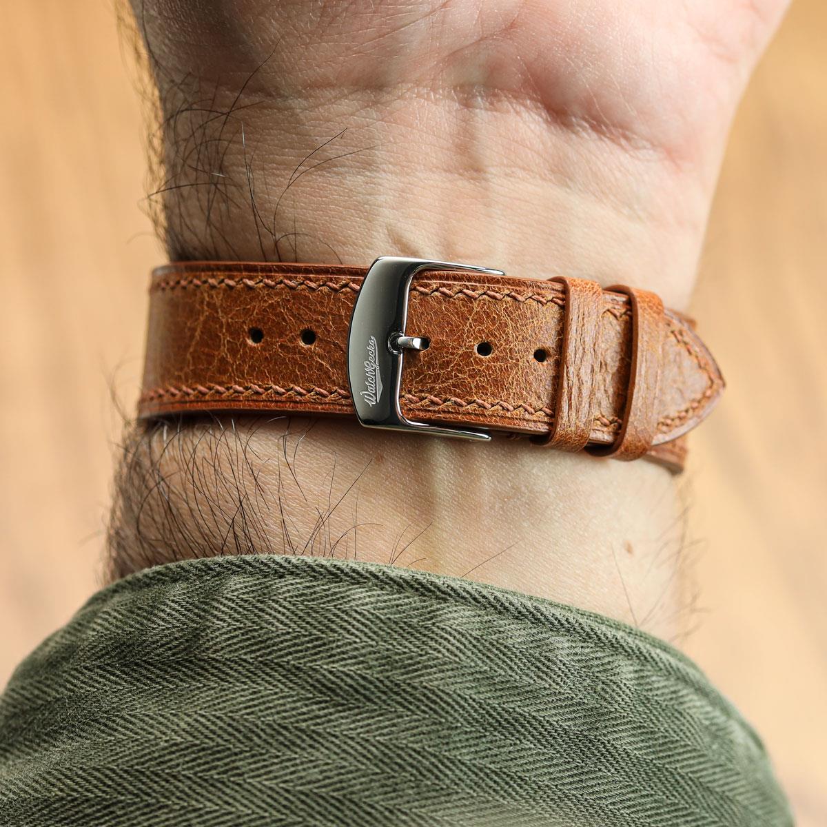 Ravello Tuscan Leather Watch Strap  - Cognac 
