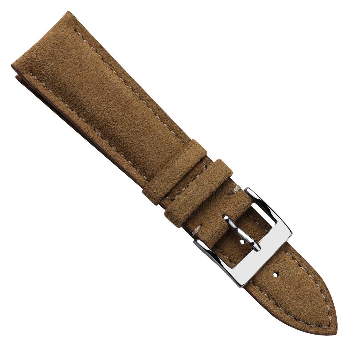 Laverton Padded Alcantara Handmade Watch Strap - Cognac