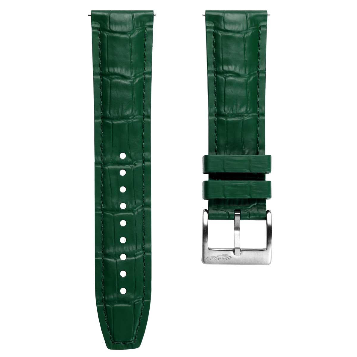 Everglade Alligator Pattern FKM Rubber Strap - Marsh Green