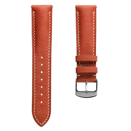 Lerano Tuscan Padded Leather Watch Strap - Rust
