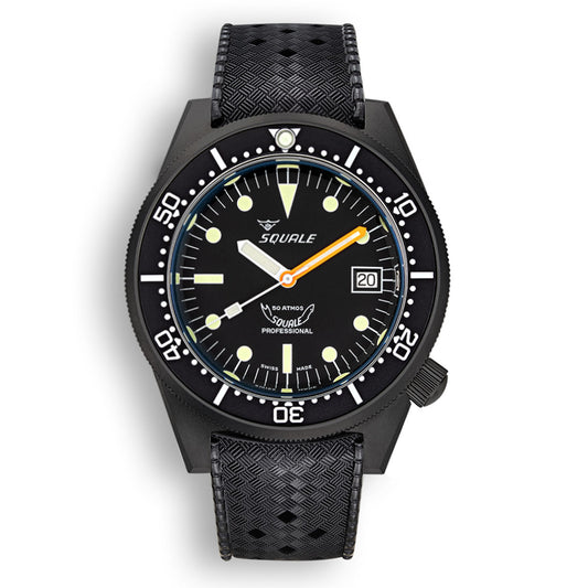 Squale 1521 Black PVD Swiss Made Diver's Watch - Rubber