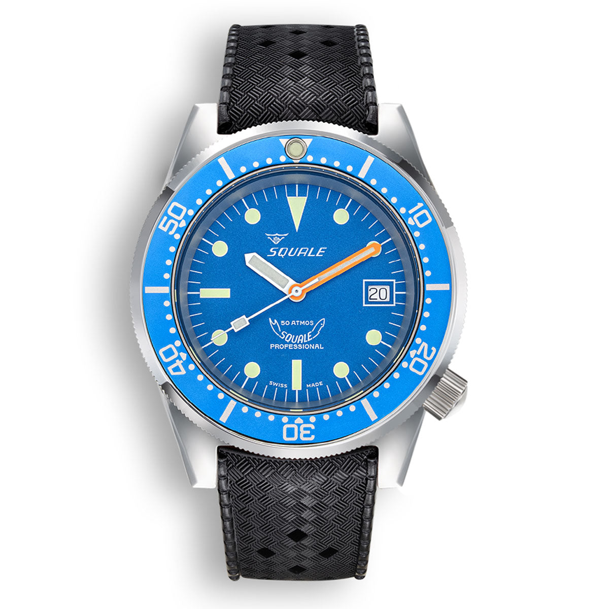 Squale 1521 Swiss Made Divers Watch Polished Case Ocean Blue - Rubber - LIKE NEW