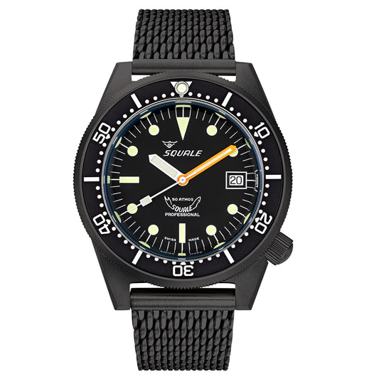 Squale 1521 Black PVD Swiss Made Diver's Watch - Mesh Bracelet