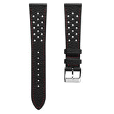 Ashdown Togo Leather Racing Watch Strap - Black / Red