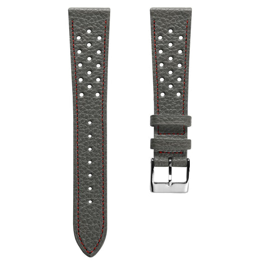 Ashdown Togo Leather Racing Watch Strap - Grey / Red