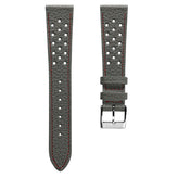 Ashdown Togo Leather Racing Watch Strap - Grey / Red