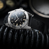 Aquastar Model 60 Black Dial on Tropic Strap