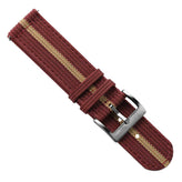 RidgeFlex Two-Piece Military Nylon Watch Strap - Burgundy / Beige