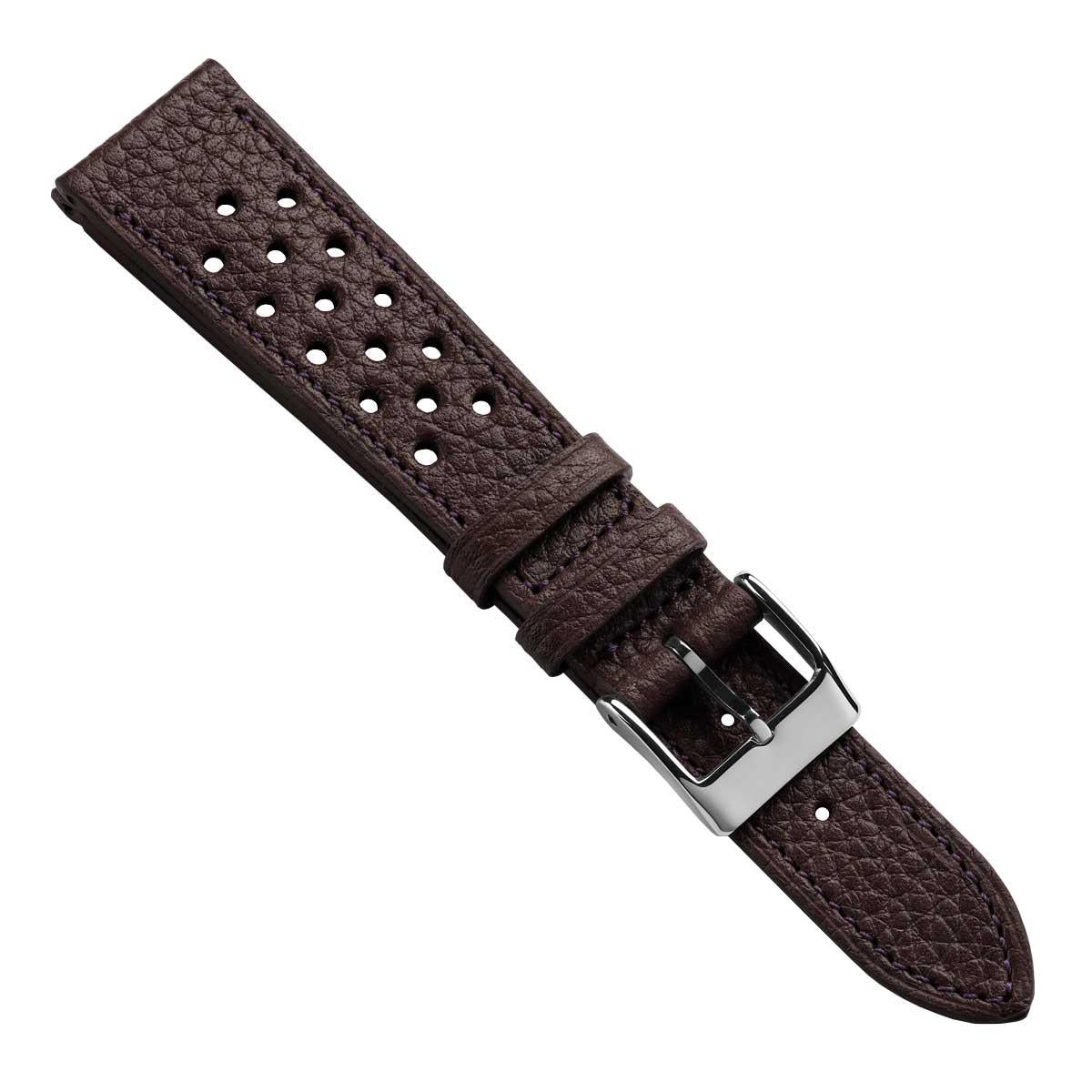 Ashdown Togo Leather Racing Watch Strap - Dark Brown