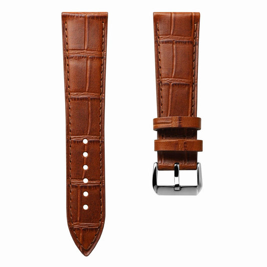 Louvain Croc Handmade Leather Watch Strap - Cognac