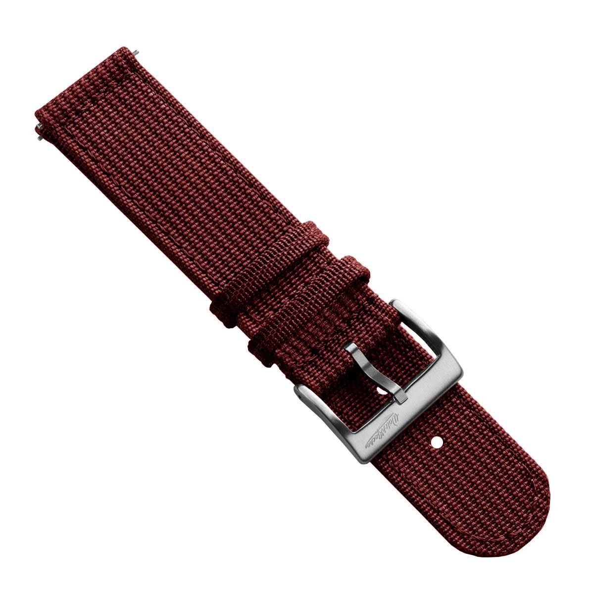 RidgeFlex Two-Piece Military Nylon Watch Strap - Burgundy