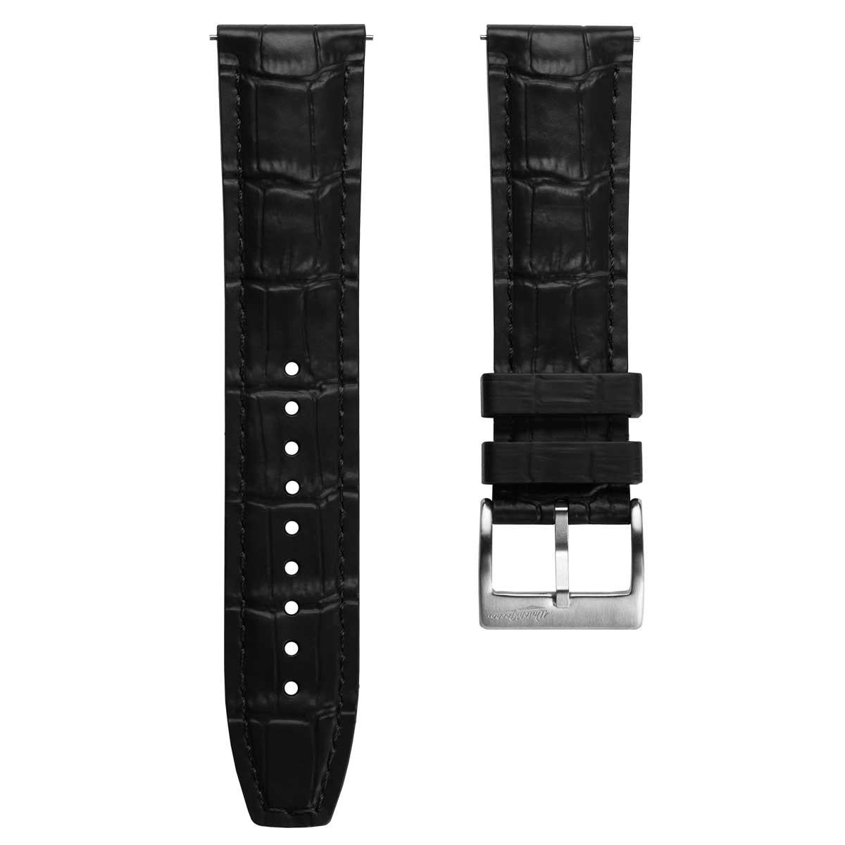 Everglade Alligator Pattern FKM Rubber Strap - Jet Black