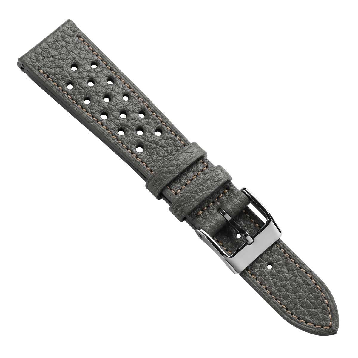 Ashdown Togo Leather Racing Watch Strap - Grey / Beige