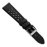 Ashdown Togo Leather Racing Watch Strap - Black / Blue