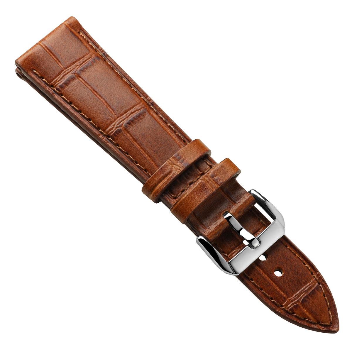 Louvain Croc Handmade Leather Watch Strap - Cognac