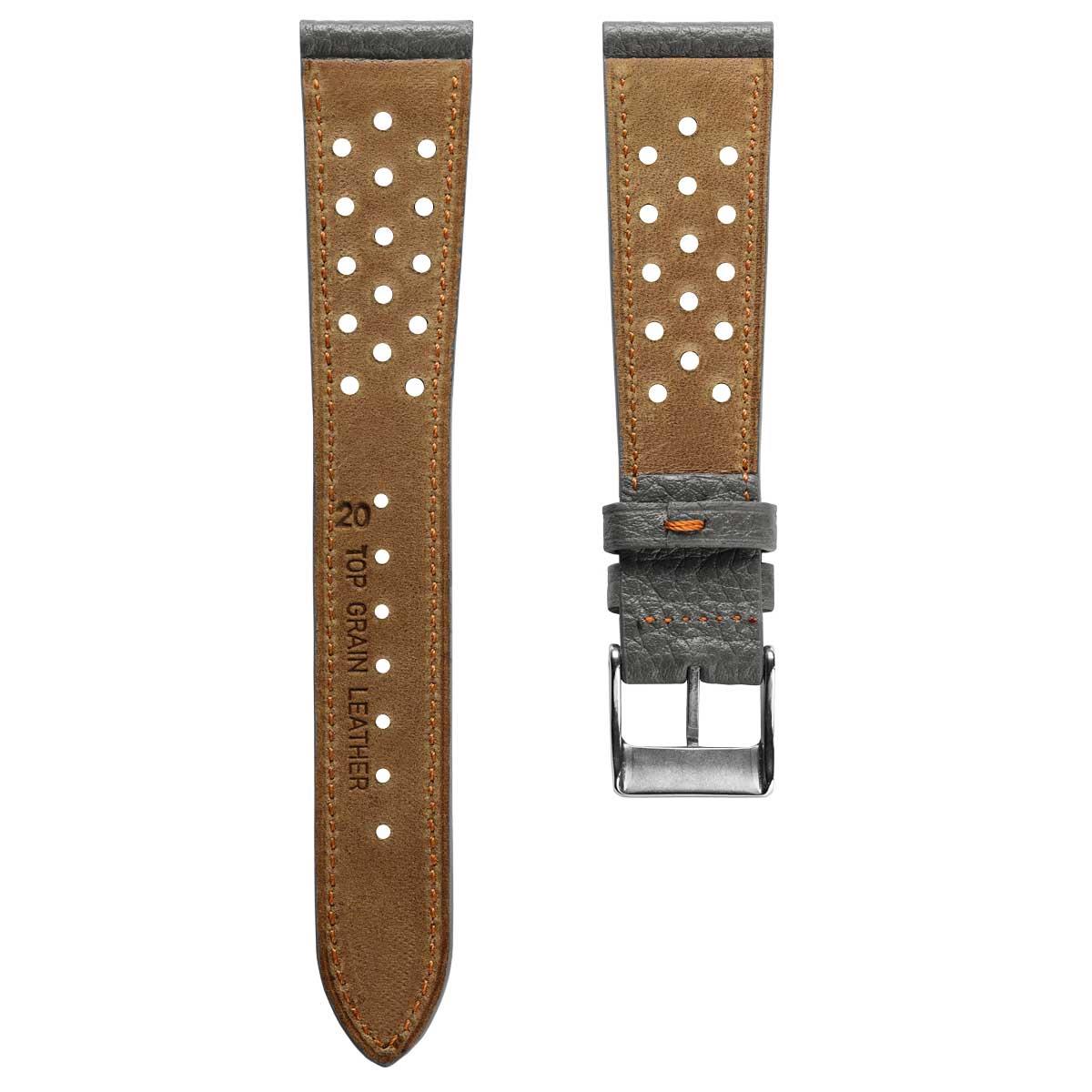 Ashdown Togo Leather Racing Watch Strap - Grey / Orange