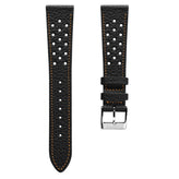 Ashdown Togo Leather Racing Watch Strap - Black / Orange
