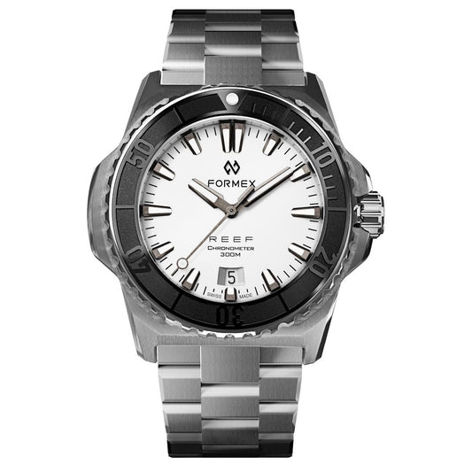 FORMEX Baby REEF Automatic Chronometer COSC 300M Steel Bracelet / White Dial / Black Bezel