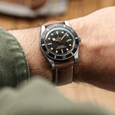 Lerano Tuscan Padded Leather Watch Strap - Medium Brown on Tudor Black Bay 58